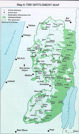 Map of Israeli settlements in Judea & Samaria