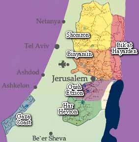 Map of Israel, Courtesy of Yesha Council